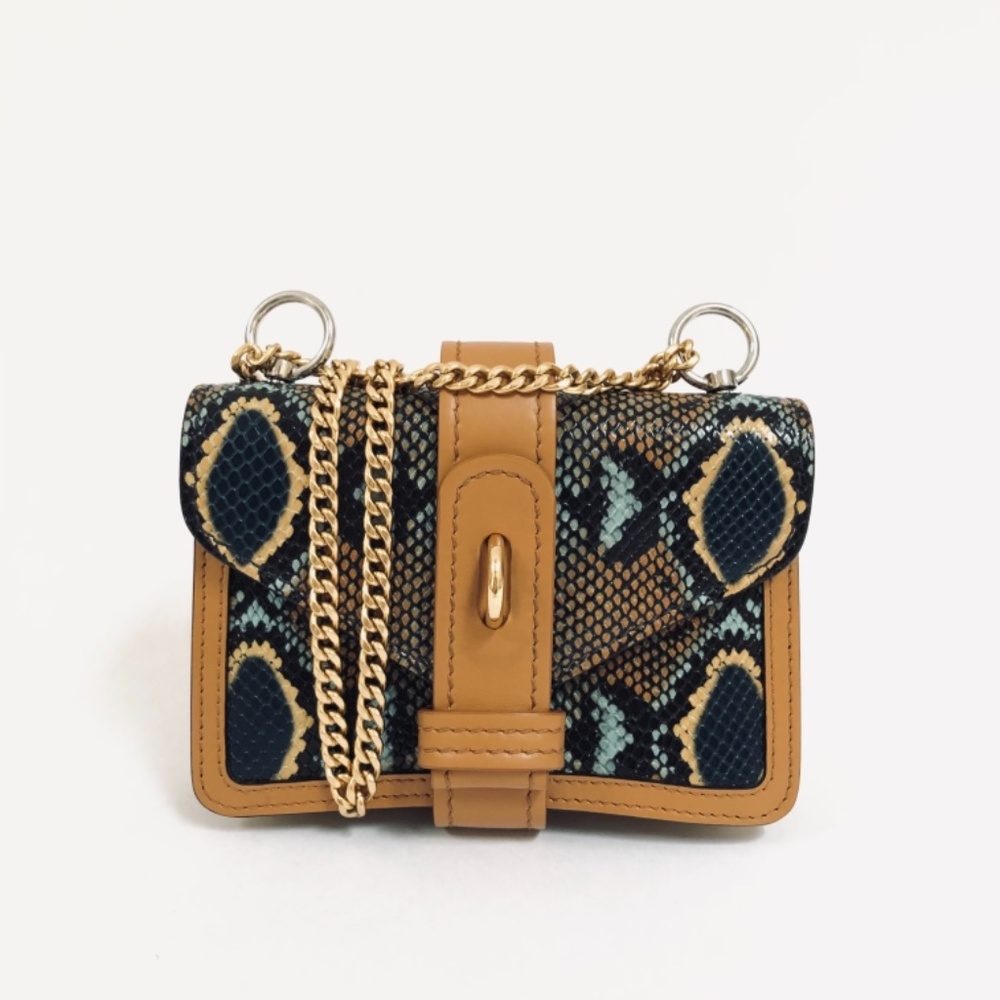 Chloe Mini Aby Chain Snake Python Print Brown Lea… - image 4